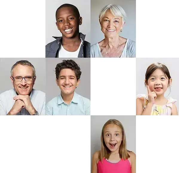 Photo collage of dental patients